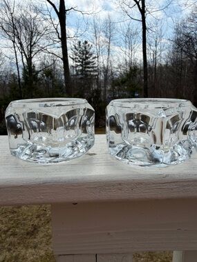 Clear Glass Tea Light Candle Holders - Set of 2